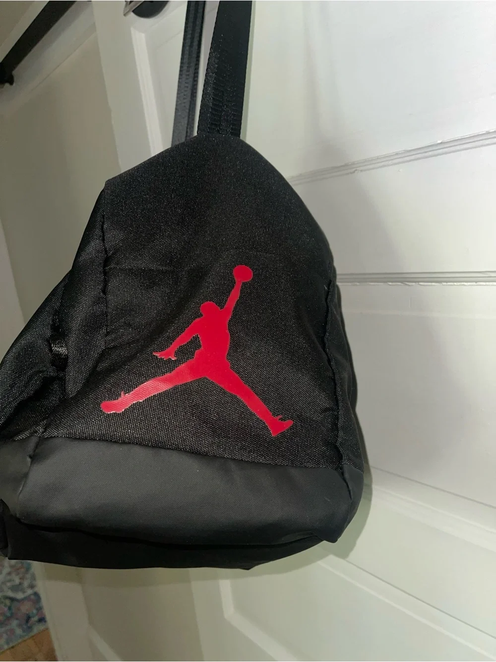 Jordan Black Duffle with Red Jumpman and White Lettering